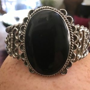 REDUCED  -  AMAZING Sterling Silver and Black Onyx Cuff